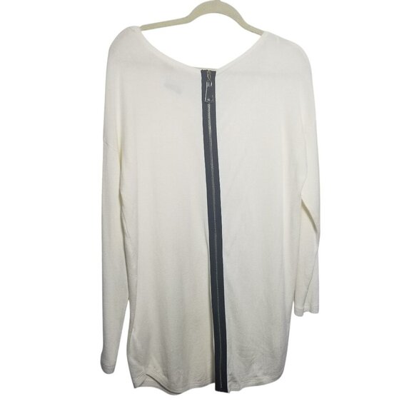 Soft Surroundings Women's Classic Cream Knit Tunic Exposed Back Zipper Sz L - Picture 1 of 4